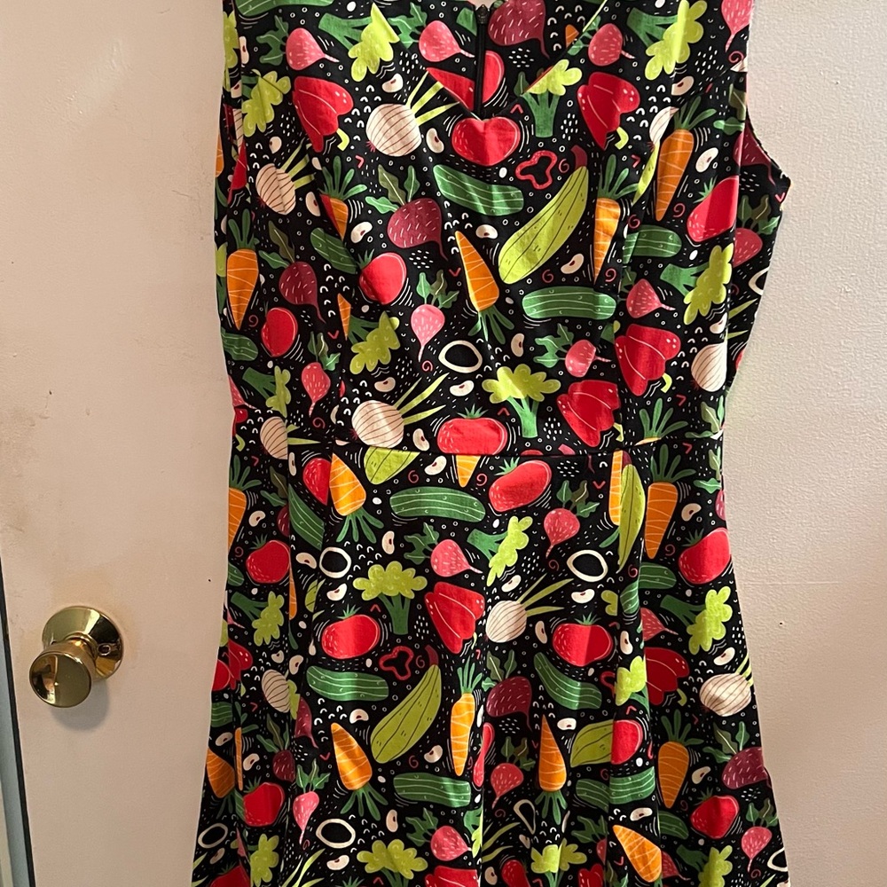 Vegetable Print Sleeveless Scoop Neck Sundress